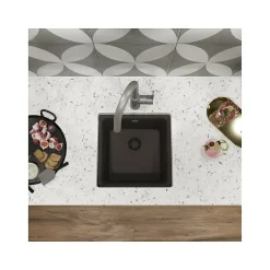 Sinks<Elkay Quartz Luxe Single-Bowl Drop-In/Undermount Bar Sink, 15.75" x 15.75" x 7.69", Quartz, Chestnut (ELX1616CN0)