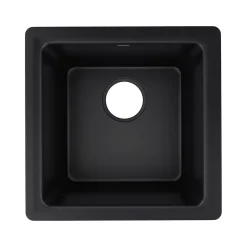 Sinks<Elkay Quartz Luxe Single-Bowl Drop-In/Undermount Bar Sink, 15.75" x 15.75" x 7.69", Quartz, Caviar (ELX1616CA0)