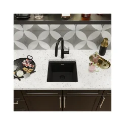 Sinks<Elkay Quartz Luxe Single-Bowl Drop-In/Undermount Bar Sink, 15.75" x 15.75" x 7.69", Quartz, Caviar (ELX1616CA0)