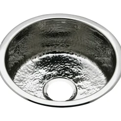 Sinks<Elkay Stainless Steel 16-3/8" x 16-3/8" x 7", Single Bowl Dual Mount Bar Sink, Hammered Mirror (SCF16FBSH)