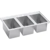 Sinks<Elkay Triple-Bowl Drop-In Kitchen Sink, 19" x 37" x 10", Stainless Steel, Silver (DI-3C-101410X)