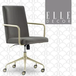 New Giselle Fabric Computer and Desk Chair, Light Gray/Gold (CHR10058B) Office Chairs