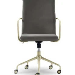 New Giselle Fabric Computer and Desk Chair, Light Gray/Gold (CHR10058B) Office Chairs