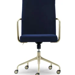 Online Giselle Fabric Computer and Desk Chair, Navy Blue/Gold (CHR10058C) Office Chairs