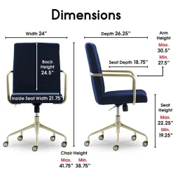 Online Giselle Fabric Computer and Desk Chair, Navy Blue/Gold (CHR10058C) Office Chairs