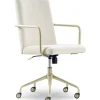 Outlet Giselle Fabric Computer and Desk Chair, Cream/Gold (CHR10058D) Office Chairs