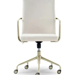 Outlet Giselle Fabric Computer and Desk Chair, Cream/Gold (CHR10058D) Office Chairs