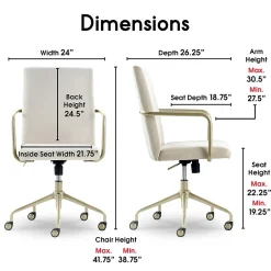 Outlet Giselle Fabric Computer and Desk Chair, Cream/Gold (CHR10058D) Office Chairs