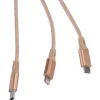 Lightning Cables<Ellie Los Angeles ELLIE ROSE Gold Nylon 3-in-1 Charging Cable, 6 Feet (3CBL-0058)