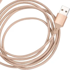 Lightning Cables<Ellie Los Angeles ELLIE ROSE Gold Nylon 3-in-1 Charging Cable, 6 Feet (3CBL-0058)