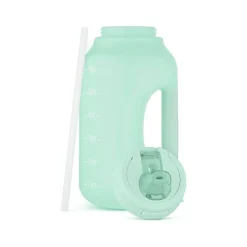 Water Bottles<ello Hydra Time Markers Plastic Water Bottle with Straw, 64 oz., Yucca (299-0826-025-2)