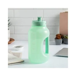 Water Bottles<ello Hydra Time Markers Plastic Water Bottle with Straw, 64 oz., Yucca (299-0826-025-2)