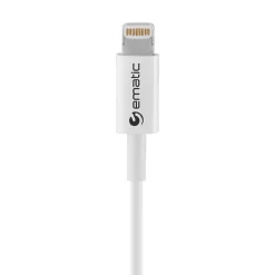 Ematic 3 ft. Charge and Sync Lightning to USB-A Cable, White, (ELC420MF)