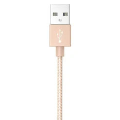 Ematic Charge and Sync Braided Lightning to USB-A Cable, 3 ft., Gold, (ELM341)