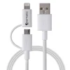 Ematic Charge and Sync 2-in-1 Lightning and Micro USB to USB-A Cable, 3 ft., White, (ELD320)