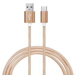 Ematic Charge and Sync USB-C 2.0 to USB-A Cable, 6 ft., Gold, (EUTC604GL)