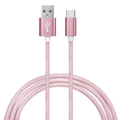 Lightning Cables<Ematic Charge and Sync USB-A to USB-C Cable, 3 ft., Pink, (EUSBCPN)