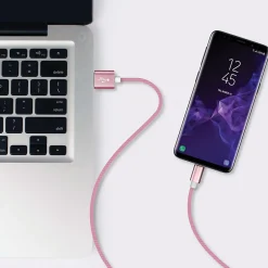 Lightning Cables<Ematic Charge and Sync USB-A to USB-C Cable, 3 ft., Pink, (EUSBCPN)