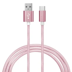 Ematic Charge and Sync USB-C 2.0 to USB-A Cable, 6 ft., Pink, (EUTC602PN)