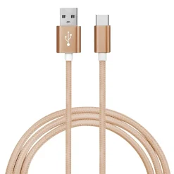Ematic Charge and Sync USB-A to USB-C Cable, 3 ft., Gold, (EUSBCGL)