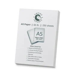 Hot 65 lb. Cardstock Paper, 5.8" x 8.3", White, 250 Sheets/Ream (A5CARD) Card Stock