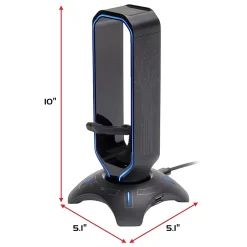 Enhance ENPCGXH100BKWS 3-in-1 Headset Stand with RGB Colors, USB Powered, Black* Gaming Accessories