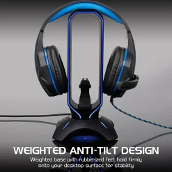 Enhance ENPCGXH100BKWS 3-in-1 Headset Stand with RGB Colors, USB Powered, Black* Gaming Accessories