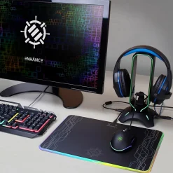 Enhance ENPCGXH100BKWS 3-in-1 Headset Stand with RGB Colors, USB Powered, Black* Gaming Accessories