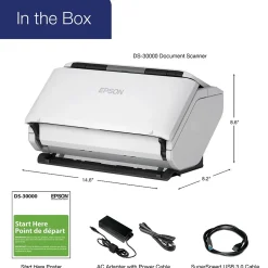 Desktop Scanners<Epson DS-30000 Large-format Duplex Document Scanner, White (B11B256201)