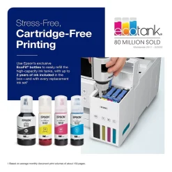 Instant Photo Printers<Epson EcoTank ET-2850 All-in-One Cartridge-Free Supertank Printer, White (Refurbished)