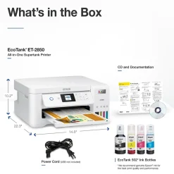 Instant Photo Printers<Epson EcoTank ET-2850 All-in-One Cartridge-Free Supertank Printer, White (Refurbished)