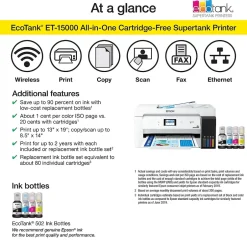 Instant Photo Printers<Epson EcoTank ET-15000 Wireless Color Inkjet Printer, All-In-One Supertank, Print, Scan, Copy, Fax (9472514)