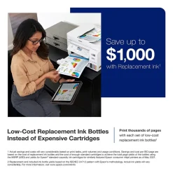 Instant Photo Printers<Epson EcoTank ET-3850 Wireless Color Inkjet Printer, All-In-One Supertank, Print, Scan, Copy (9472543)