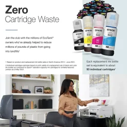 Instant Photo Printers<Epson EcoTank ET-3850 Wireless Color All-in-One Cartridge-Free Supertank Printer, White (Refurbished)