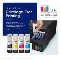 Color Printers<Epson EcoTank ET-2800-B Wireless Color Inkjet Printer, All-In-One Supertank, Print, Scan, Copy (9472532) Black