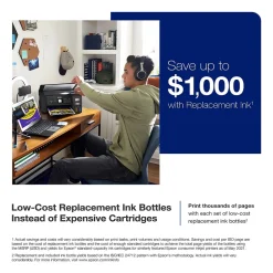 Color Printers<Epson EcoTank ET-2800-B Wireless Color Inkjet Printer, All-In-One Supertank, Print, Scan, Copy (9472532) Black