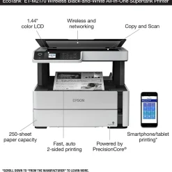 Black & White Printers<Epson EcoTank ET-M2170 Wireless Monochrome All-in-One SuperTank Printer