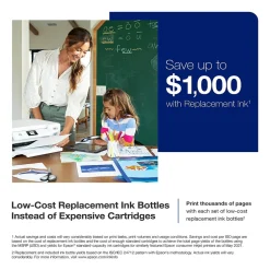 Color Printers<Epson EcoTank ET-2850-W Wireless Color Inkjet Printer, All-In-One Supertank, Print, Scan, Copy (9472541) White