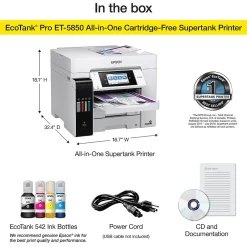 Color Printers<Epson EcoTank Pro 5850 Wireless Color Inkjet Printer, All-In-One Supertank, Print, Scan, Copy, Fax (9472509)