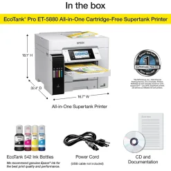 Color Printers<Epson EcoTank Pro ET-5880 Wireless All-in-One Cartridge-Free SuperTank Office Printer with PCL/Postscript Support