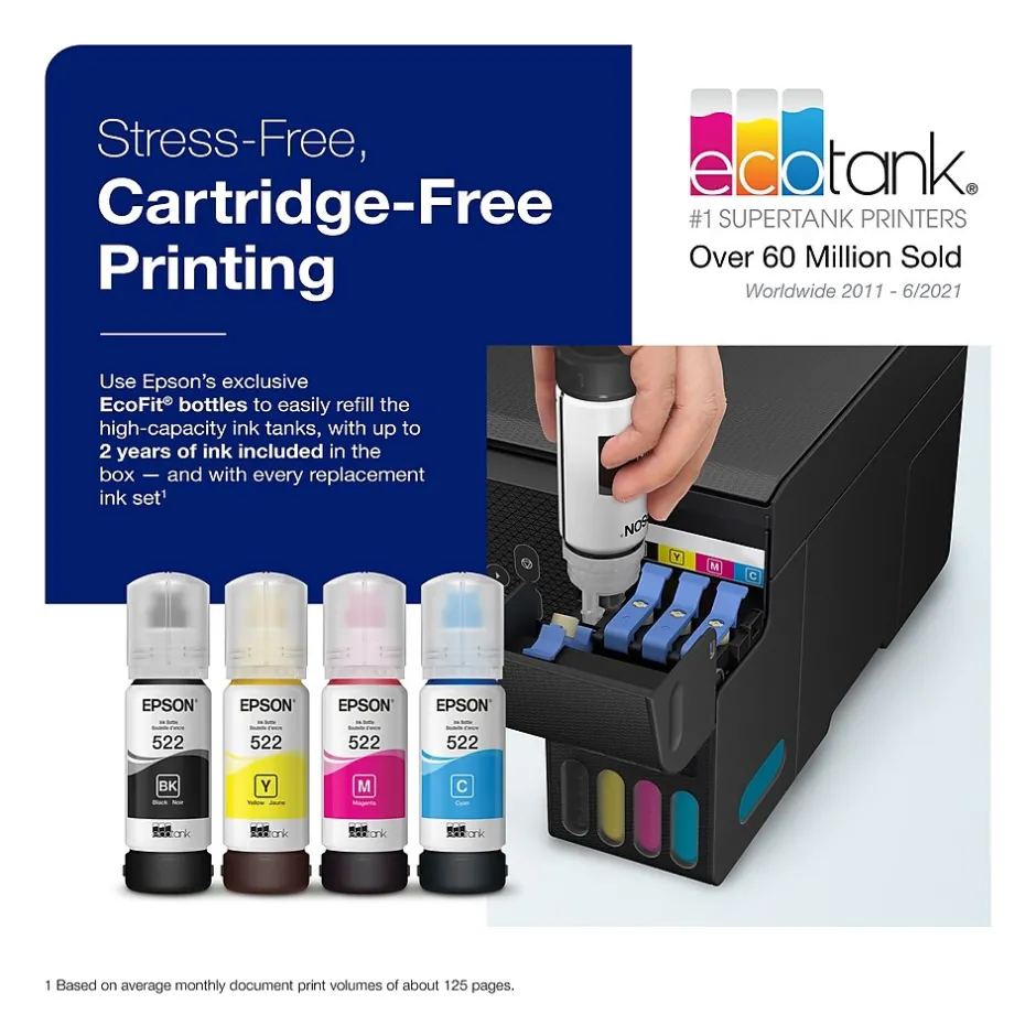Color Printers<Epson EcoTank Pro ET-5170 Wireless Color All-in-One Inkjet Printer (C11CJ88201)