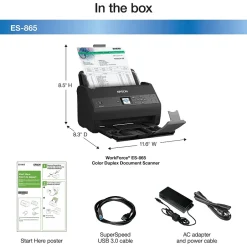 Portable Scanners<Epson ES-865 High-Speed Duplex Desktop Document Scanner (B11B250202)