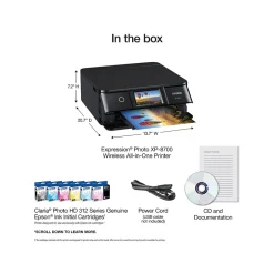 Color Printers<Epson Expression Photo XP-8700 Wireless Color All-in-One Inkjet Printer (C11CK46201)
