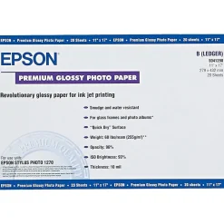 Outlet Premium Glossy Photo Paper, 11" x 17", 20 Sheets/Pack (EPSS041290) Photo Paper