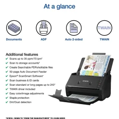 Portable Scanners<Epson WorkForce ES-400 II Duplex Document Scanner, Black (B11B261201)