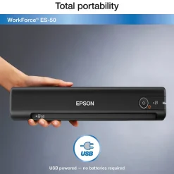 Portable Scanners<Epson WorkForce ES-50 Portable Document Scanner, Black (B11B252201)