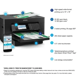 Color Printers<Epson WorkForce Pro 7820 Wireless Color Inkjet Printer, All-In-One, Print, Scan, Copy, Fax (9472530)