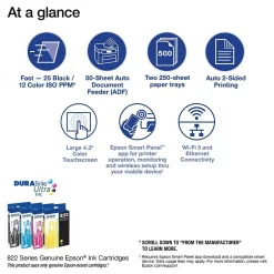 Color Printers<Epson WorkForce Pro WF-4830 Wireless Color Inkjet Printer, All-In-One, Print, Scan, Copy, Fax (9472528)