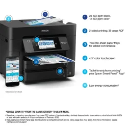 Color Printers<Epson WorkForce Pro WF-4830 Wireless Color Inkjet Printer, All-In-One, Print, Scan, Copy, Fax (9472528)