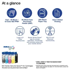 Color Printers<Epson WorkForce Pro WF-4820 Wireless Color Inkjet Printer, All-In-One, Print, Scan, Copy, Fax (9472527)